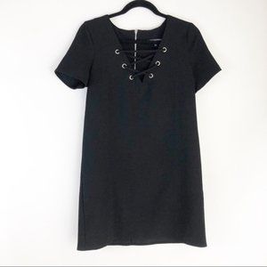 ONE CLOTHING LBD Black Lace Up Sheath Shift T-Shirt Dress | Size S